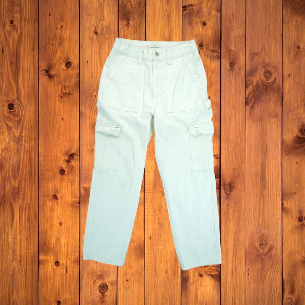 Pacsun Womens Jeans Pants White Denim Cargo Pockets Waist 26" - Inseam 25.5"